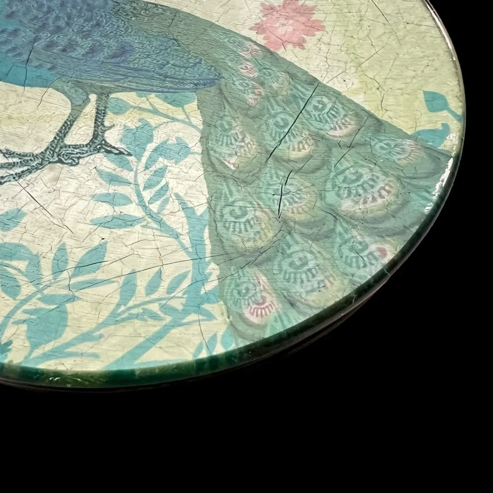 Pier 1 Imports Foiled Back 6” Peacock Appetizer Dessert Plates set of 4